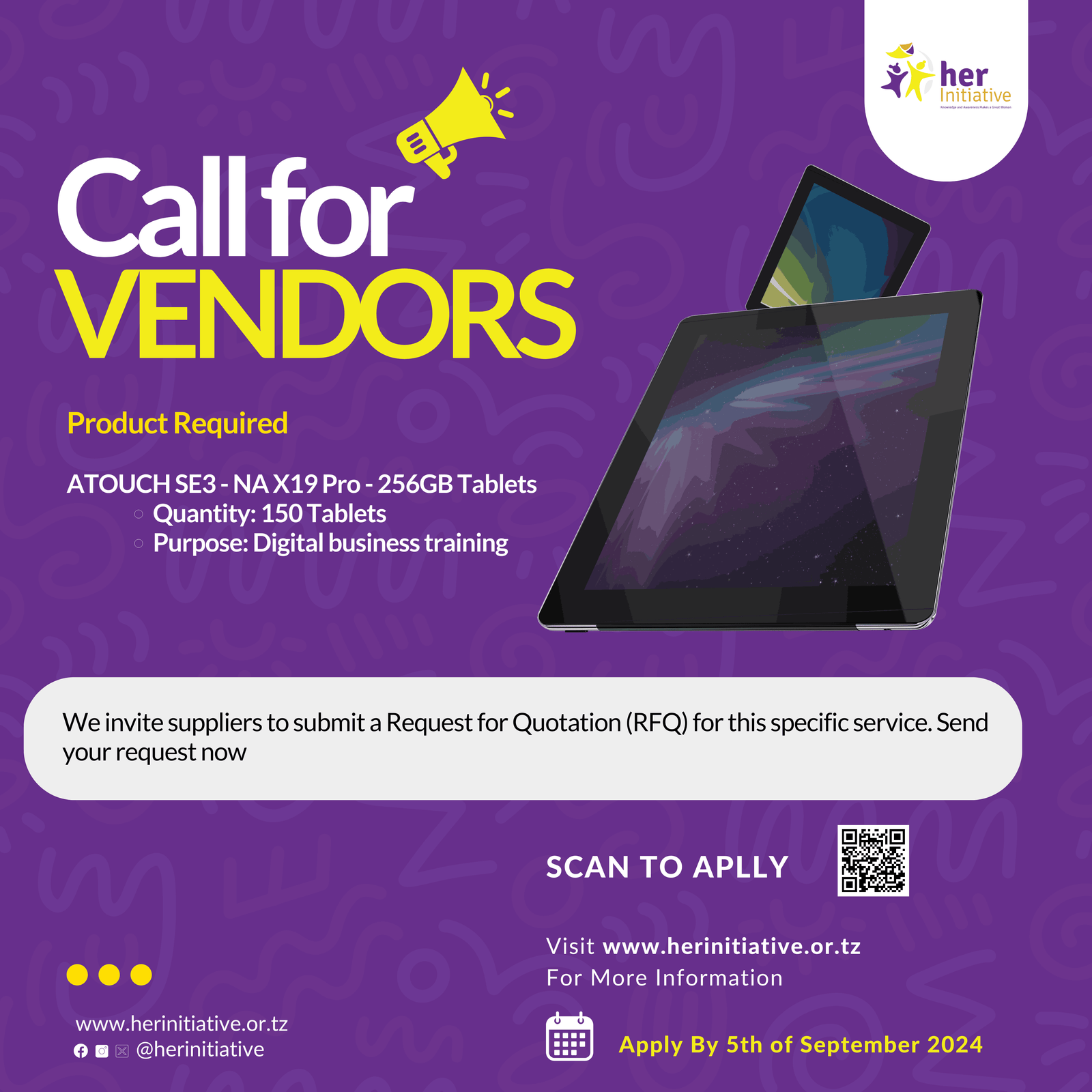 CALL FOR VENDORS - TABLETS